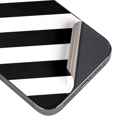 Black and White Geometric Stripes iPhone 14 Pro Skin